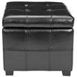 Safavieh William Leather Tufted Storage Ottoman in Black