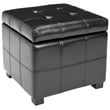 Safavieh William Leather Tufted Storage Ottoman in Flat Cream