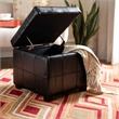 Safavieh William Leather Tufted Storage Ottoman in Flat Cream