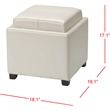 Safavieh Harrison Birch Wood Single Tray Leather Tray Ottoman in Cream