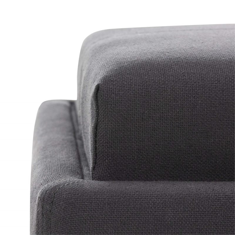 Safavieh Carter Birch Wood Linen Tray Ottoman in Dark Grey