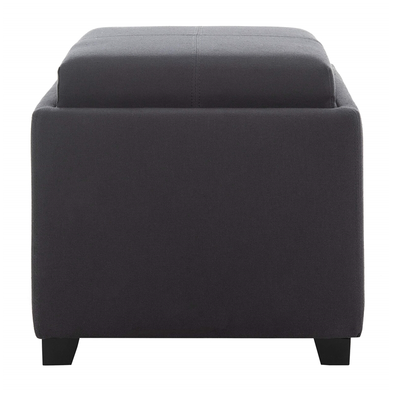 Safavieh Carter Birch Wood Linen Tray Ottoman in Dark Grey