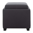 Safavieh Carter Birch Wood Linen Tray Ottoman in Dark Grey