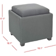 Safavieh Carter Birch Wood Linen Tray Ottoman in Dark Grey