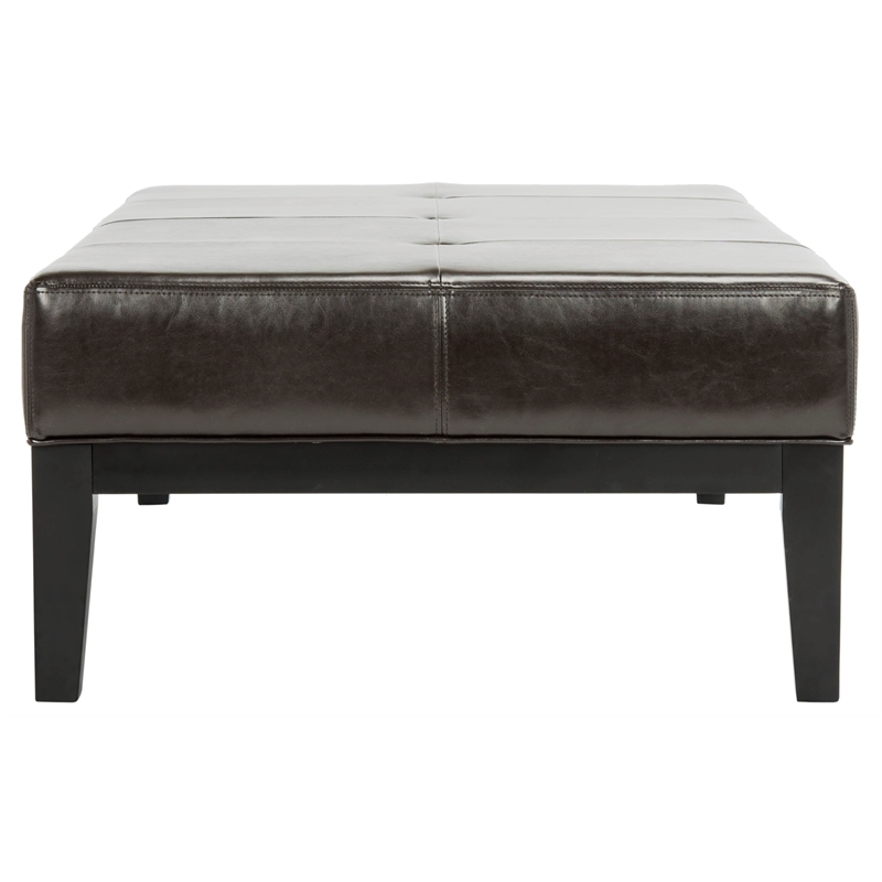 Safavieh Large Fulton Birch Wood Leather Cocktail Ottoman in Brown