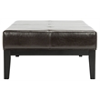 Safavieh Large Fulton Birch Wood Leather Cocktail Ottoman in Brown