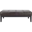 Safavieh Large Fulton Birch Wood Leather Cocktail Ottoman in Brown