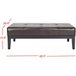 Safavieh Large Fulton Birch Wood Leather Cocktail Ottoman in Brown