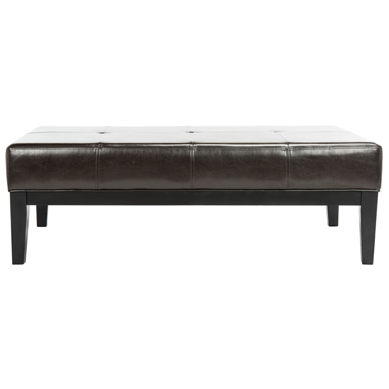 Safavieh Large Fulton Birch Wood Leather Cocktail Ottoman in Brown