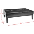Safavieh Aubrey Beech Wood Leather Cocktail Ottoman in Black