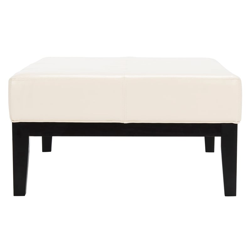 Safavieh Aubrey Beech Wood Leather Cocktail Ottoman in White