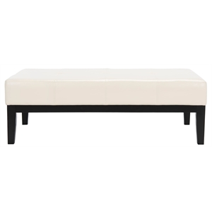 Safavieh Aubrey Beech Wood Leather Cocktail Ottoman in White
