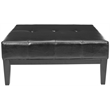 Safavieh Aubrey Beech Wood Leather Cocktail Ottoman in Black