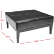 Safavieh Aubrey Beech Wood Leather Cocktail Ottoman in Black