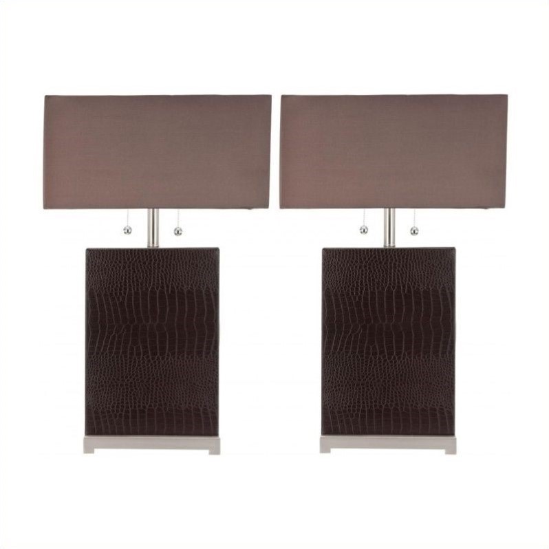 Safavieh Sofia Leather Table Lamp With Silk Chocolate Shade Set Of Safavieh Sofia Leather Table Lamp With Silk Chocolate Shade Set Of 2