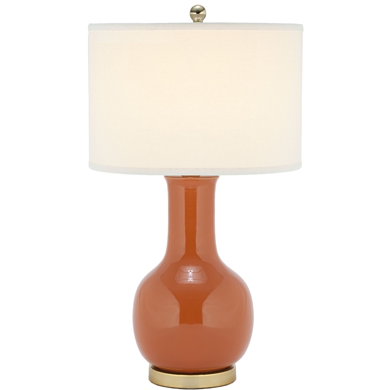 Safavieh Judy Ceramic Orange Lamp with White Shade