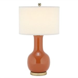 safavieh judy ceramic orange lamp with white shade