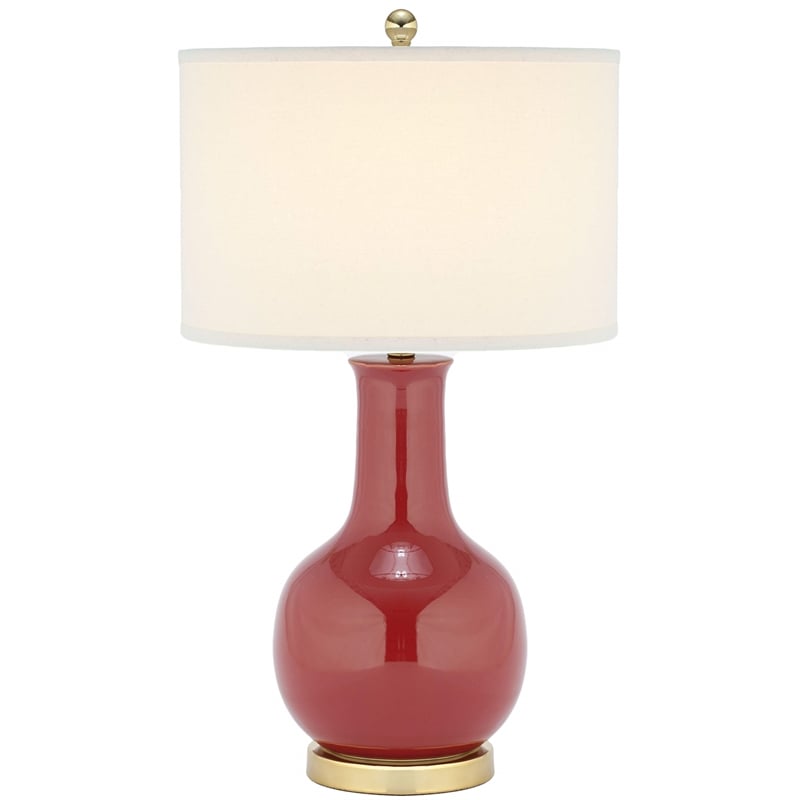 Safavieh Judy Ceramic Red Lamp with White Shade
