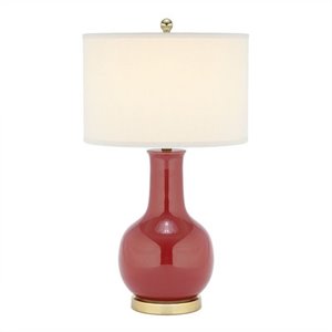 Safavieh Judy Ceramic Red Lamp with White Shade