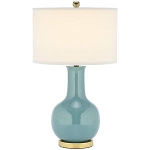 Safavieh Judy Ceramic Light Blue Lamp with White Shade