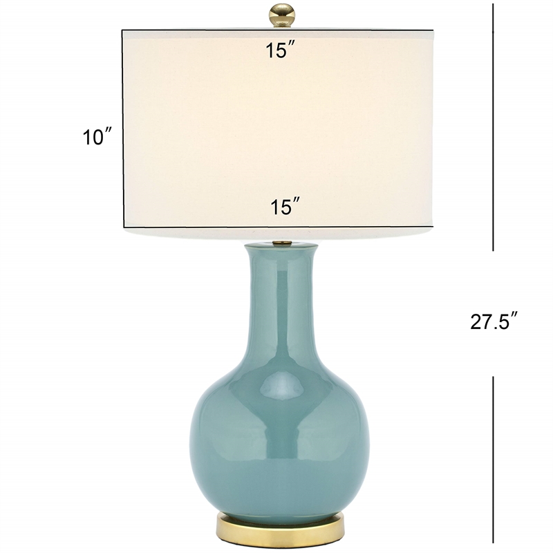 Safavieh Judy Ceramic Light Blue Lamp with White Shade