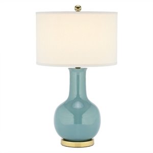 safavieh judy ceramic light blue lamp with white shade