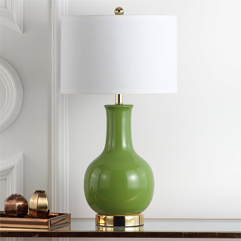 Safavieh Judy Ceramic Green Lamp with White Shade