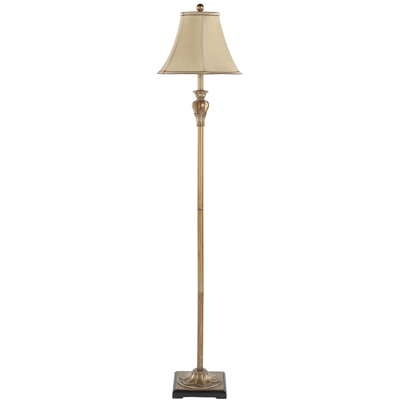 Safavieh Polyresin Floor Lamp in Gold with Beige Shade
