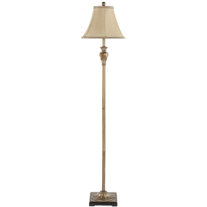 Safavieh Polyresin Floor Lamp in Gold with Beige Shade