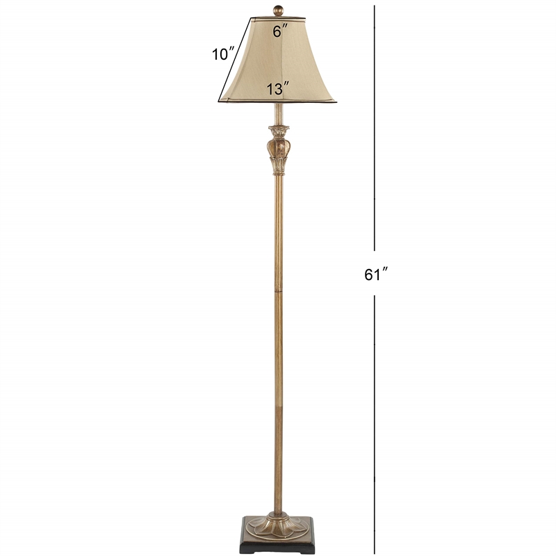Safavieh Polyresin Floor Lamp in Gold with Beige Shade
