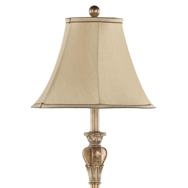 Safavieh Polyresin Floor Lamp in Gold with Beige Shade