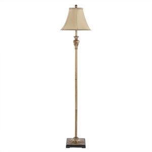 safavieh polyresin floor lamp in gold with beige shade