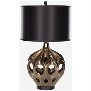 Safavieh Ceramic Table Lamp in Copper with Black Satin Shade
