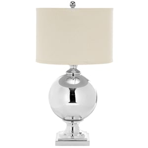 Safavieh Silver Table Lamp and Nature Hard Linen Shade