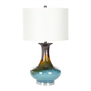 safavieh reactive glazing table lamp and white linen shade