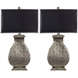 Safavieh Spain Table Lamp in Silver with Black Satin Shade (Set of 2)