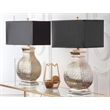 Safavieh Spain Table Lamp in Silver with Black Satin Shade (Set of 2)