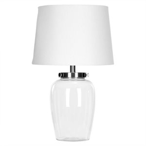 Safavieh Clear Glass Table Lamp and White Hardback Shade