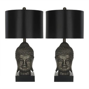 safavieh buddha table lamp in gold with black shade (set of 2)