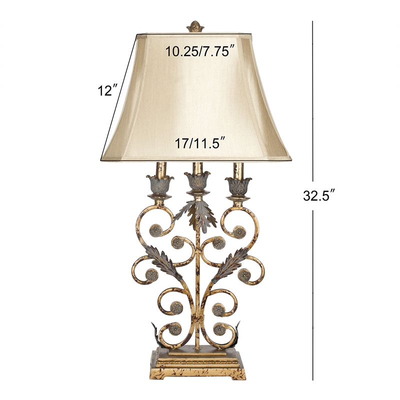 Safavieh Table Lamp in Gold with Beige Shade (Set of 2)