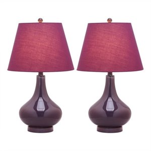 safavieh amy gourd glass lamp in dark purple (set of 2)