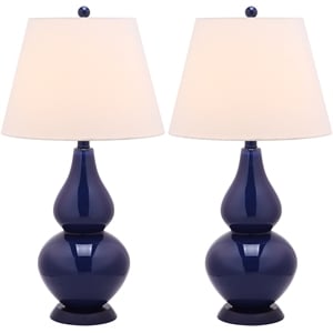Safavieh Cybil Glass Double Gourd Lamp in Navy (Set Of 2)