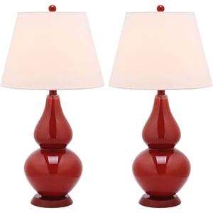 Safavieh Cybil Glass Double Gourd Lamp in Chinese Red (Set Of 2)