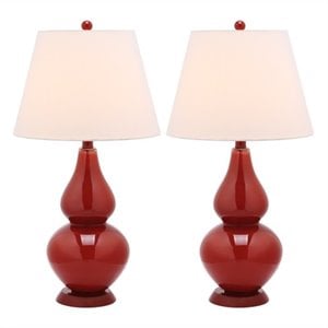 safavieh cybil glass double gourd lamp in chinese red (set of 2)