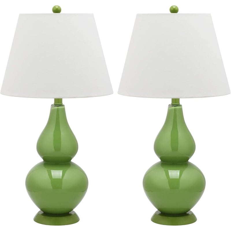 Safavieh Cybil Glass Double Gourd Lamp in Fern Green (Set of 2)