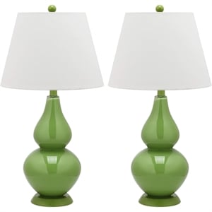 Safavieh Cybil Glass Double Gourd Lamp in Fern Green (Set of 2)
