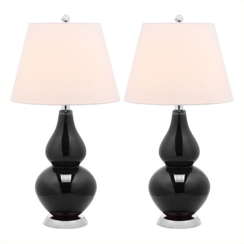 Safavieh Cybil Glass Double Gourd Lamp In Black Set Of 2 Safavieh Cybil Glass Double Gourd Lamp In Black Set Of 2