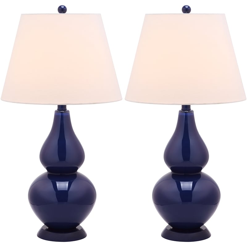 Safavieh Cybil Glass Double Gourd Lamp in Silver (Set of 2)