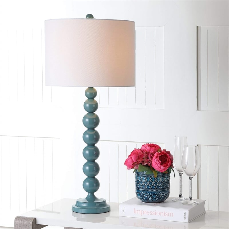 Safavieh Jenna Metal Stacked Ball Lamp in Marine Blue (Set of 2)
