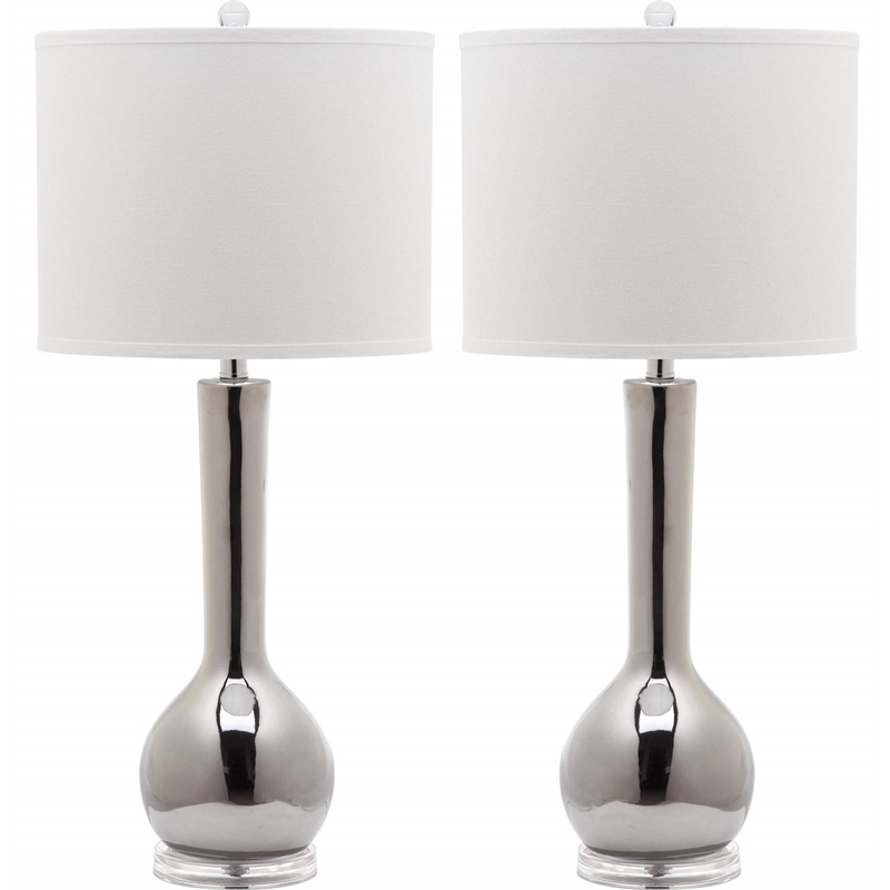 Safavieh Mae Long Neck Ceramic Table Lamp in Black (Set of 2)